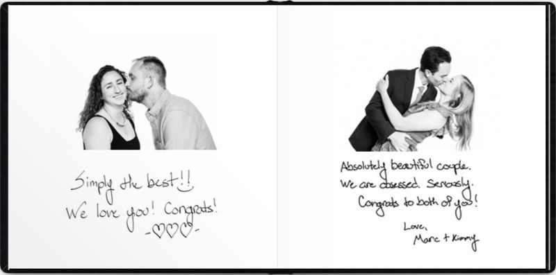 Further guestbook pages, each portrait accompanied by the guest's own handwriting